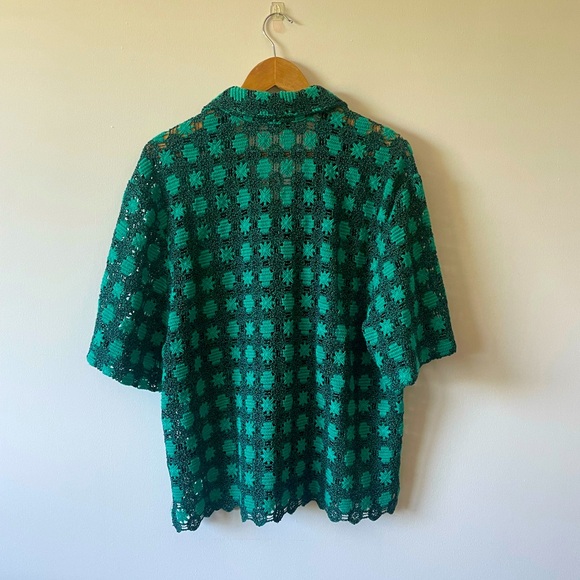 Zara Green Crochet Textured Shirt - S-M - Picture 4 of 4